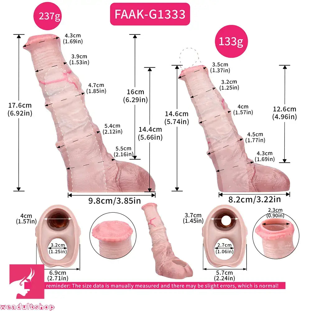 5.74in 6.92in Horse Cock Dildo Sleeve Real Skin Sleek Intimate Love Toy