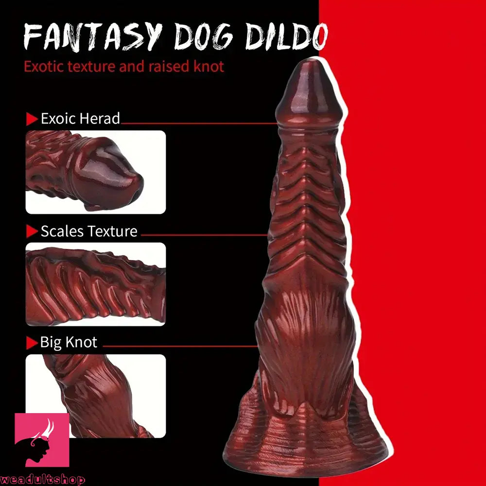 9.25in Monster Thick Knotted Penis Women Dragon Red Silicone Anal Dildo