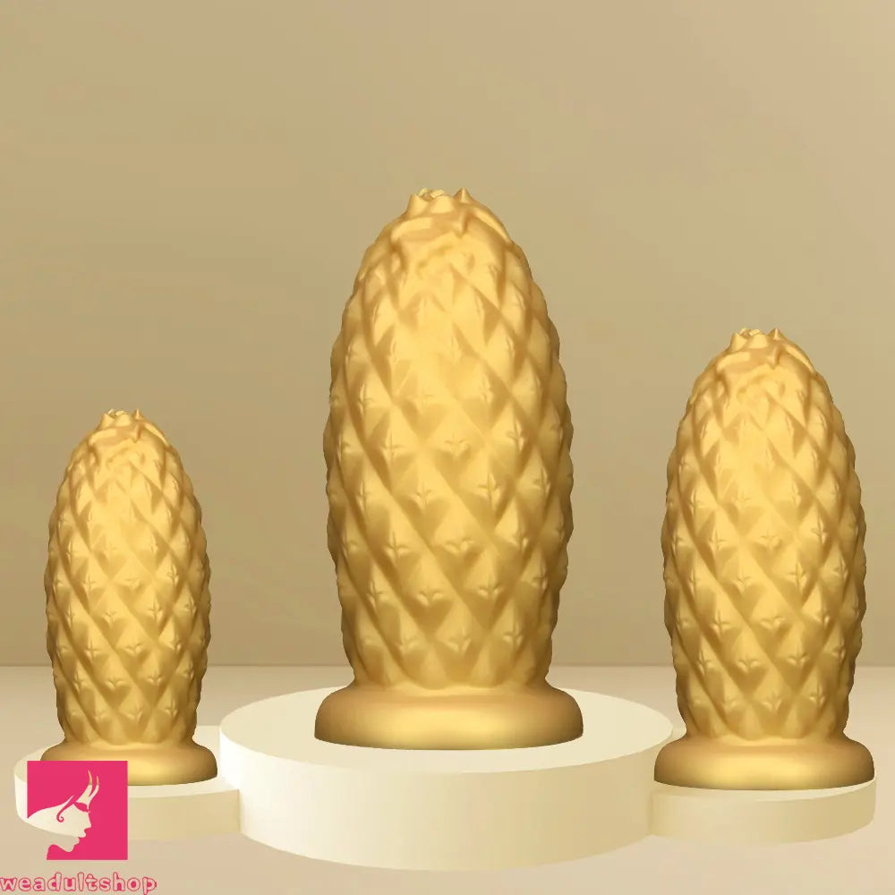 8.26in 10.03in 11.81in Gold Silicone Pineapple Giant Cock Anal Plug Dildo
