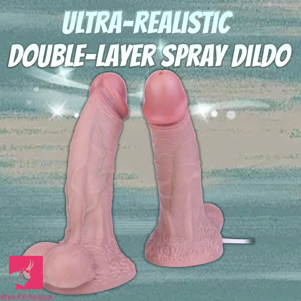 7.87in Realistic Appearance Silicone Adult Double Layer Squirting Strap on Dildo