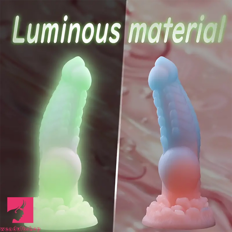 7.87in Fantasy Monster Dildo With Knot Luminous Silicone Thick Clit Dildo