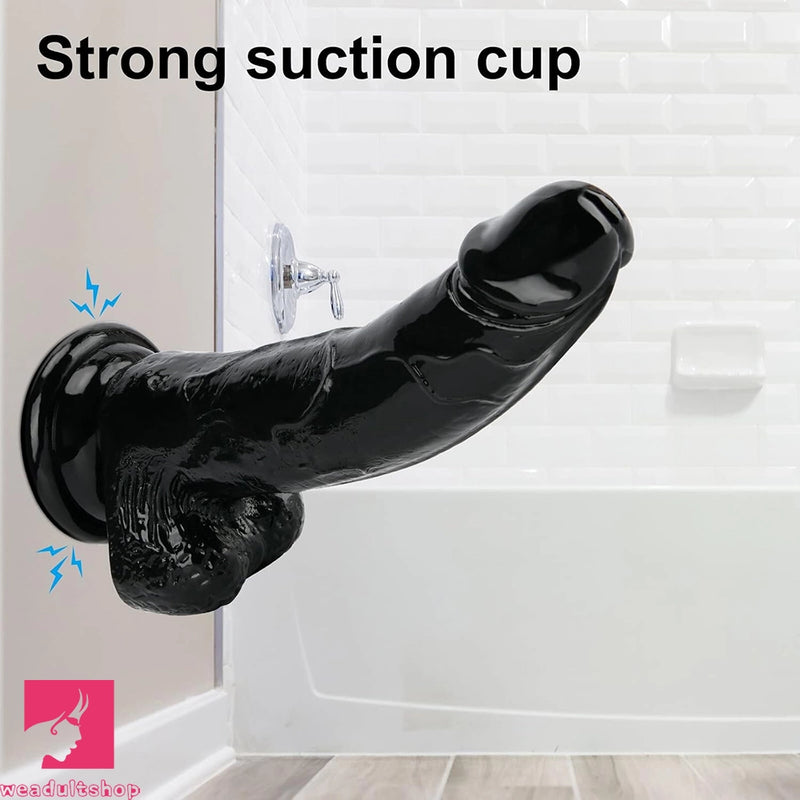 7.87in Black Skin Feeling Dildo Woman Man Suction Cup Anus Expander