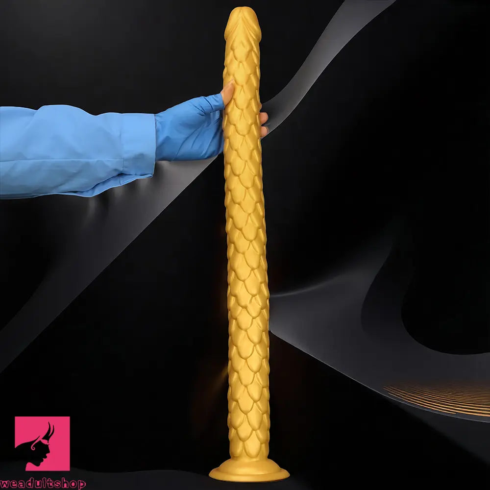 24.4in Gold Silicone Extra-long Scales Huge Dildo For Women Men Cock
