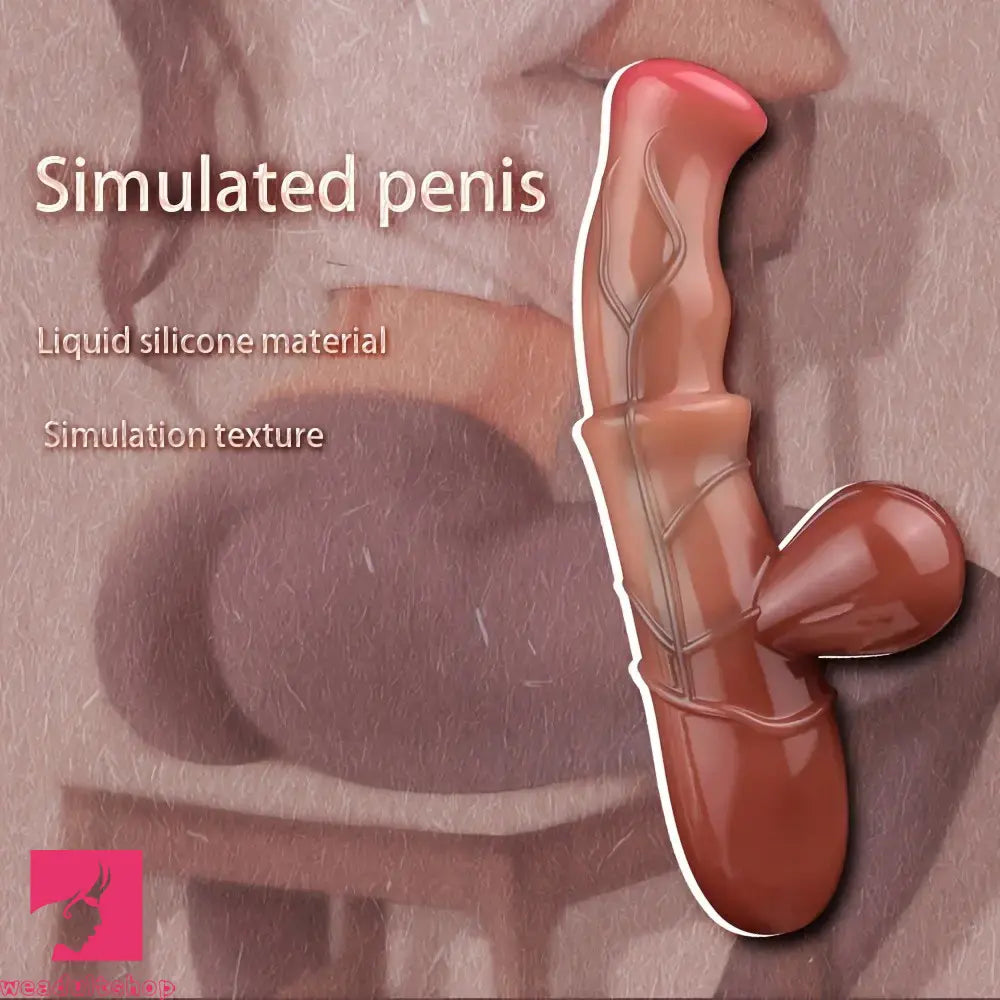 8.3in Simulated Horse Cock Silicone Realistic Soft Light Beige Handle Dildo