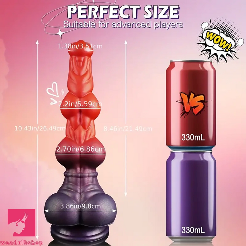 10.43in Alien Monster Dildo Mixed Color Silicone Dog Knot Clit Anal Plug