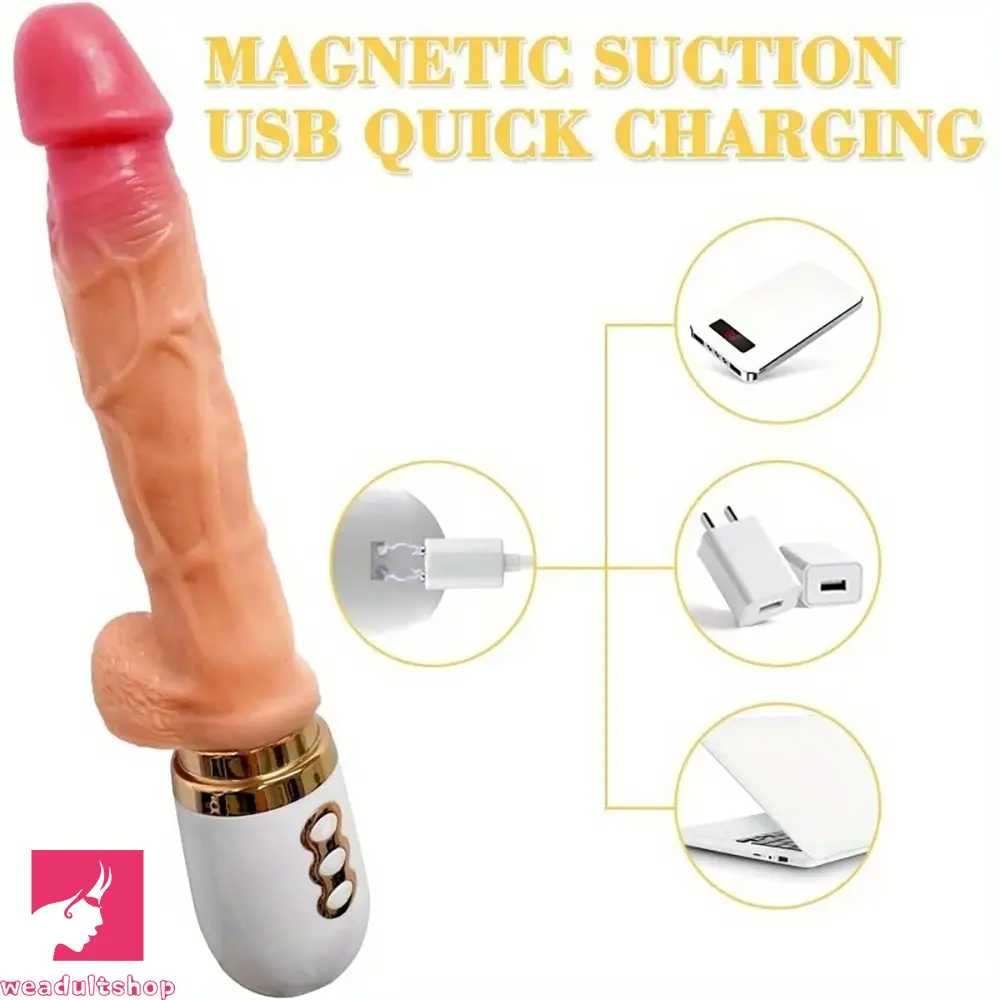 10.6in Realistic Thrusting Dildo Vibrator with Handle Sucker Fuck Machine