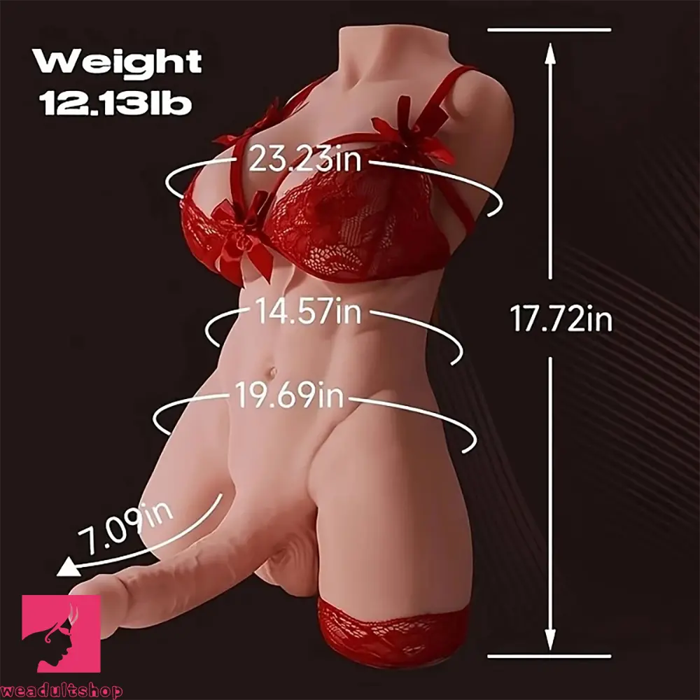 7.09in Dildo 12lbs Compact Shemale Sex Toy Torso Gel Fills Breast Sex Torso