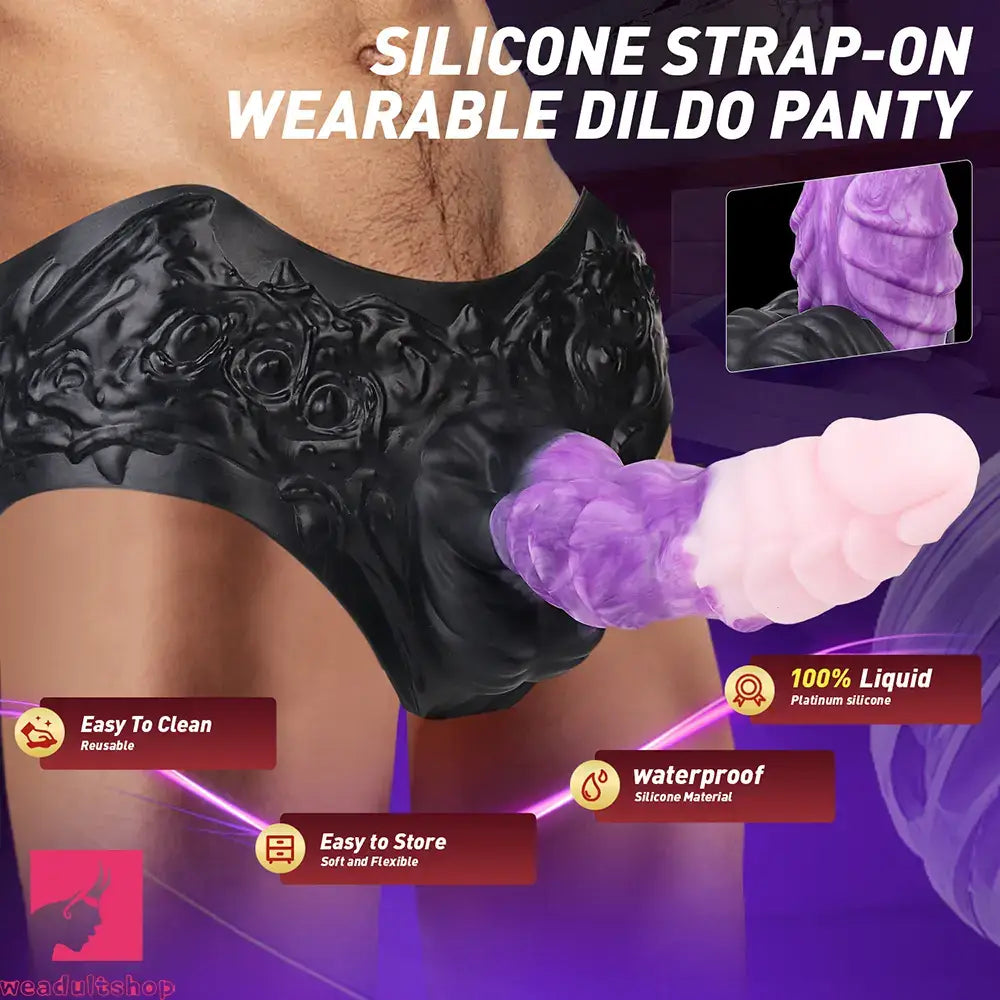 9.37in Silicone Strap-on Wearable Dildo Panty Hollow Monster Alien Dildo