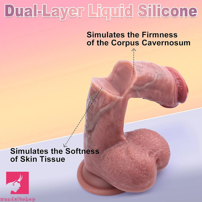 9.25in Big Dual Density Dildo Soft Blue Veins Lifelike Real Skin Feel Dildo