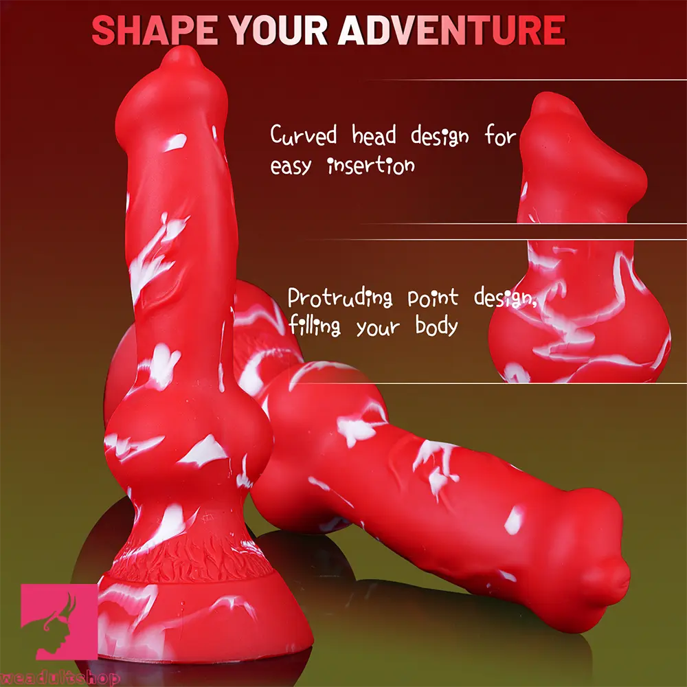 7.09in Lifelike Animal Penis Dog Knot Liquid Silicone Dildo For Anal Sex