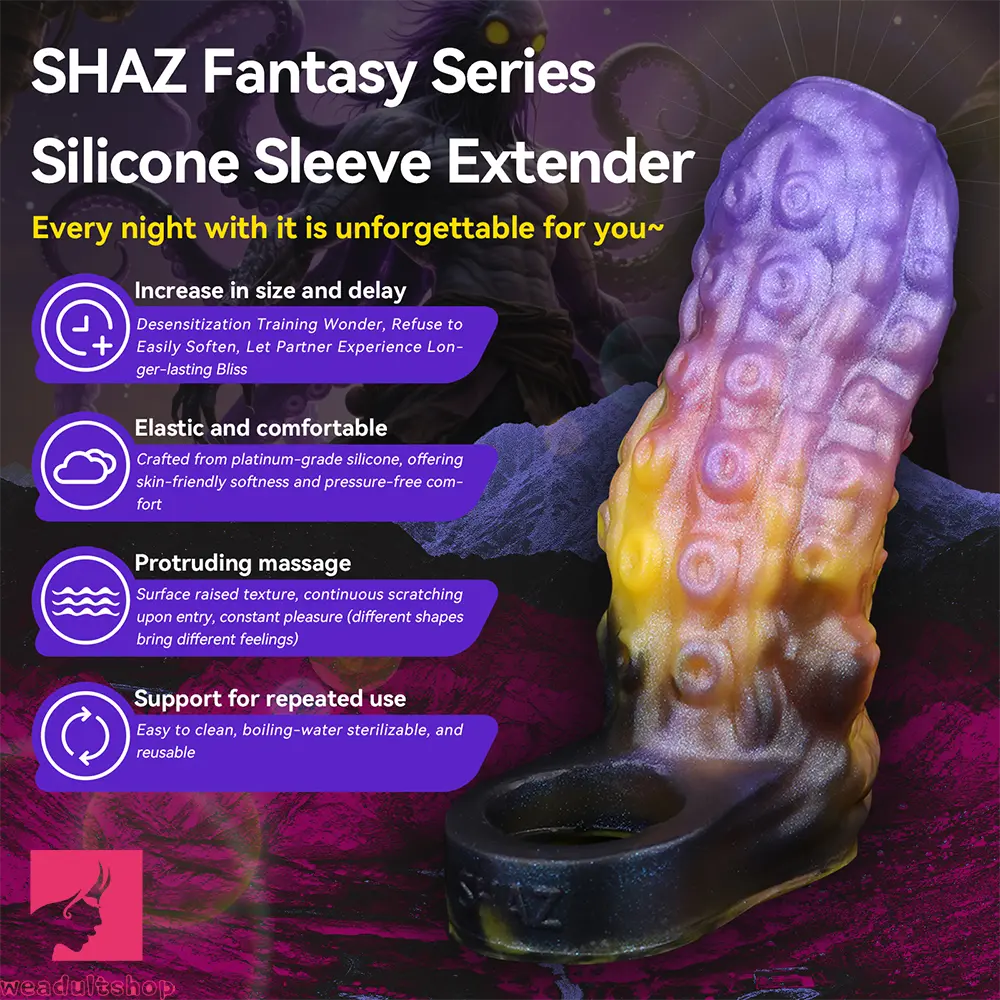 4.92in Egyzos Tentacle Silicone Soft Dildo Sleeve Cock Extender Sex Toy
