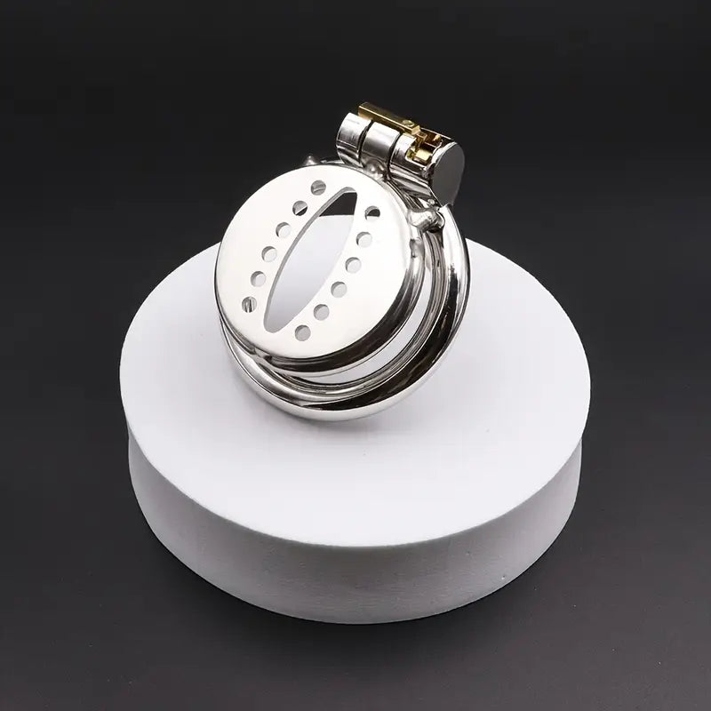 Sexual Chastity Stainless Steel Male Flat Snowflake Style Metal Chastity Cage