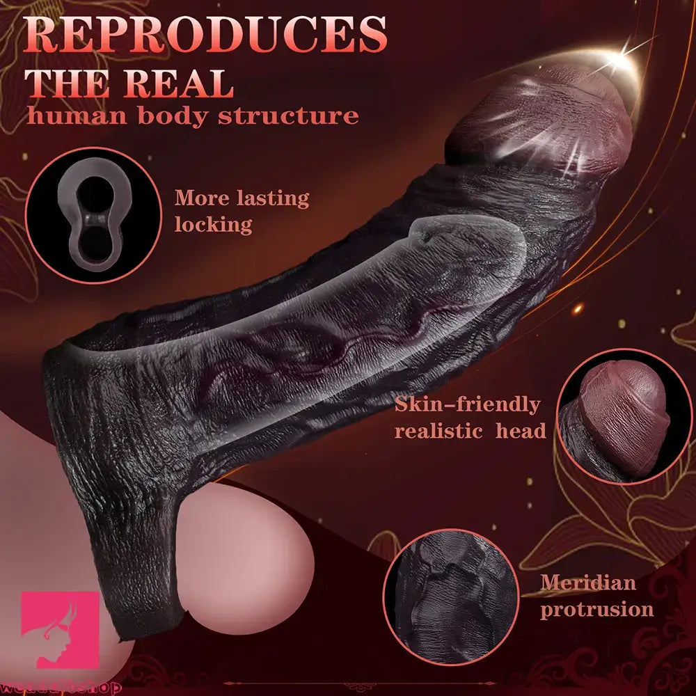 8.46in Uncut Realistic Texture Design Reusable Cock Cover Dildo Sleeve