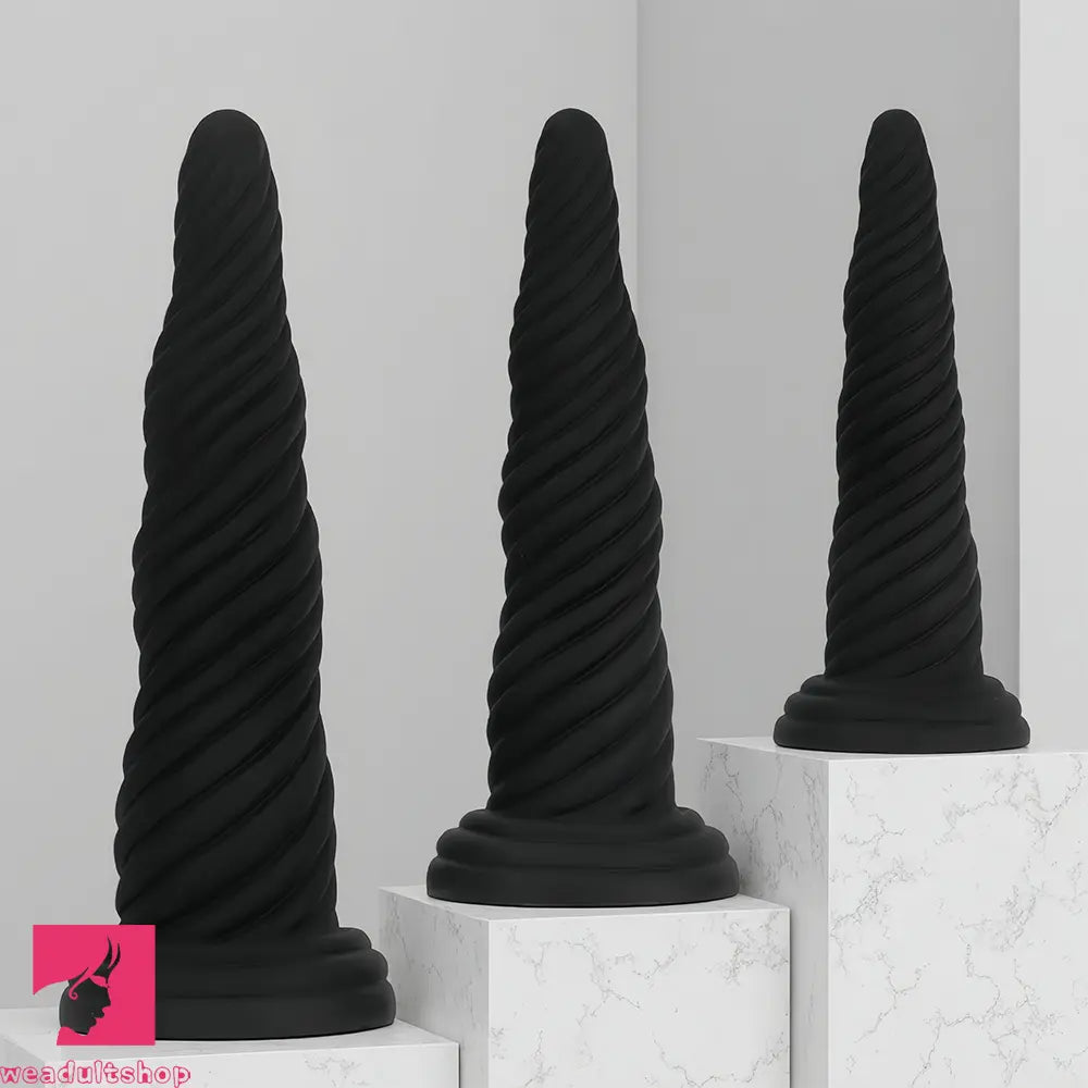 8.26in 10.43in 12in Silicone Thread Black Big Soft Dildo Anal Masturbator