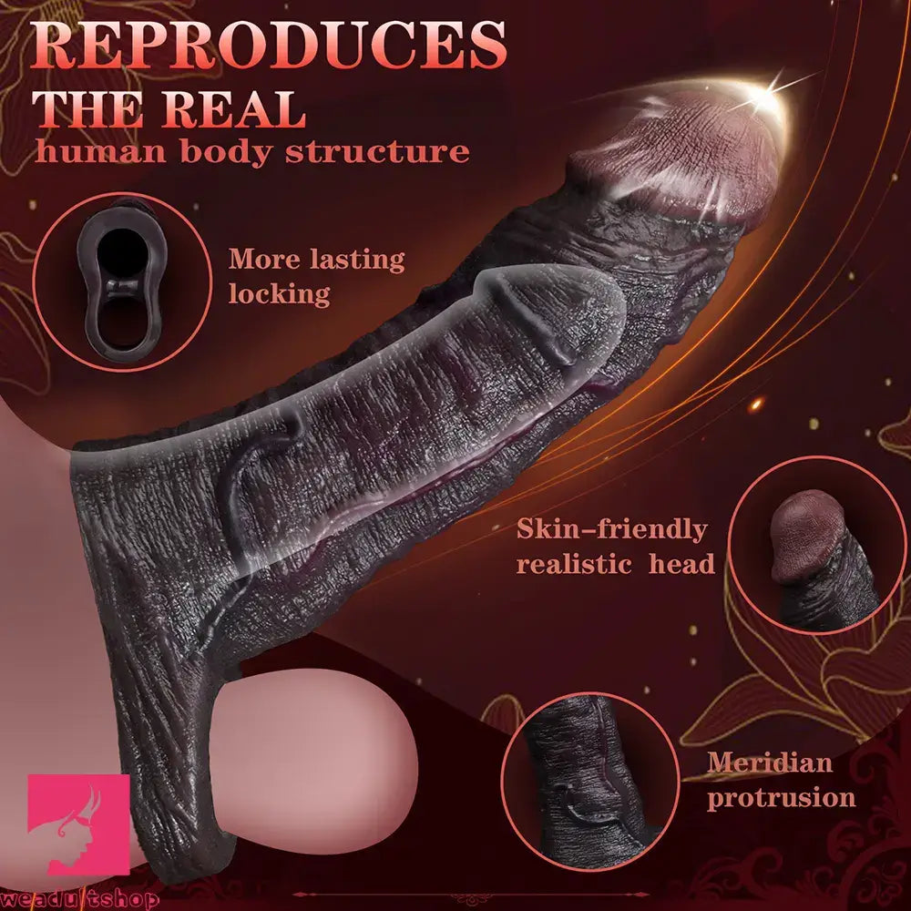 7.36in Soft Dildo Sheath With Ejaculation Ring For Pleasure & Discreet Toy