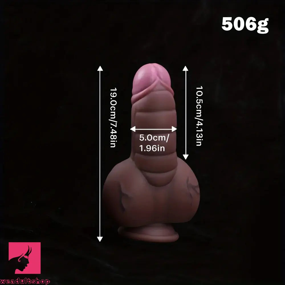 7.48in Realistic Fantasy Penis Liquid Silicone Soft Odd Fat Thick Dildo