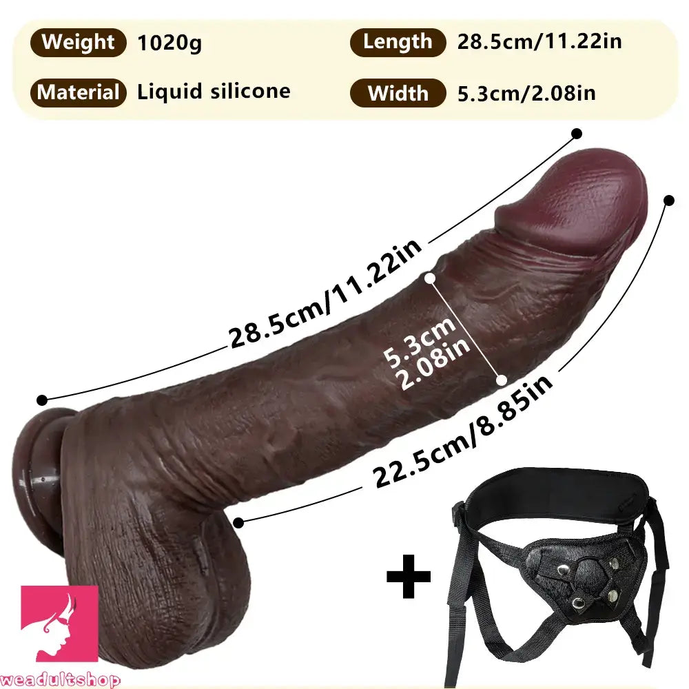 11.22in Realistic Curved Strap on Silicone Big Dildo Couples Flirting Dildo