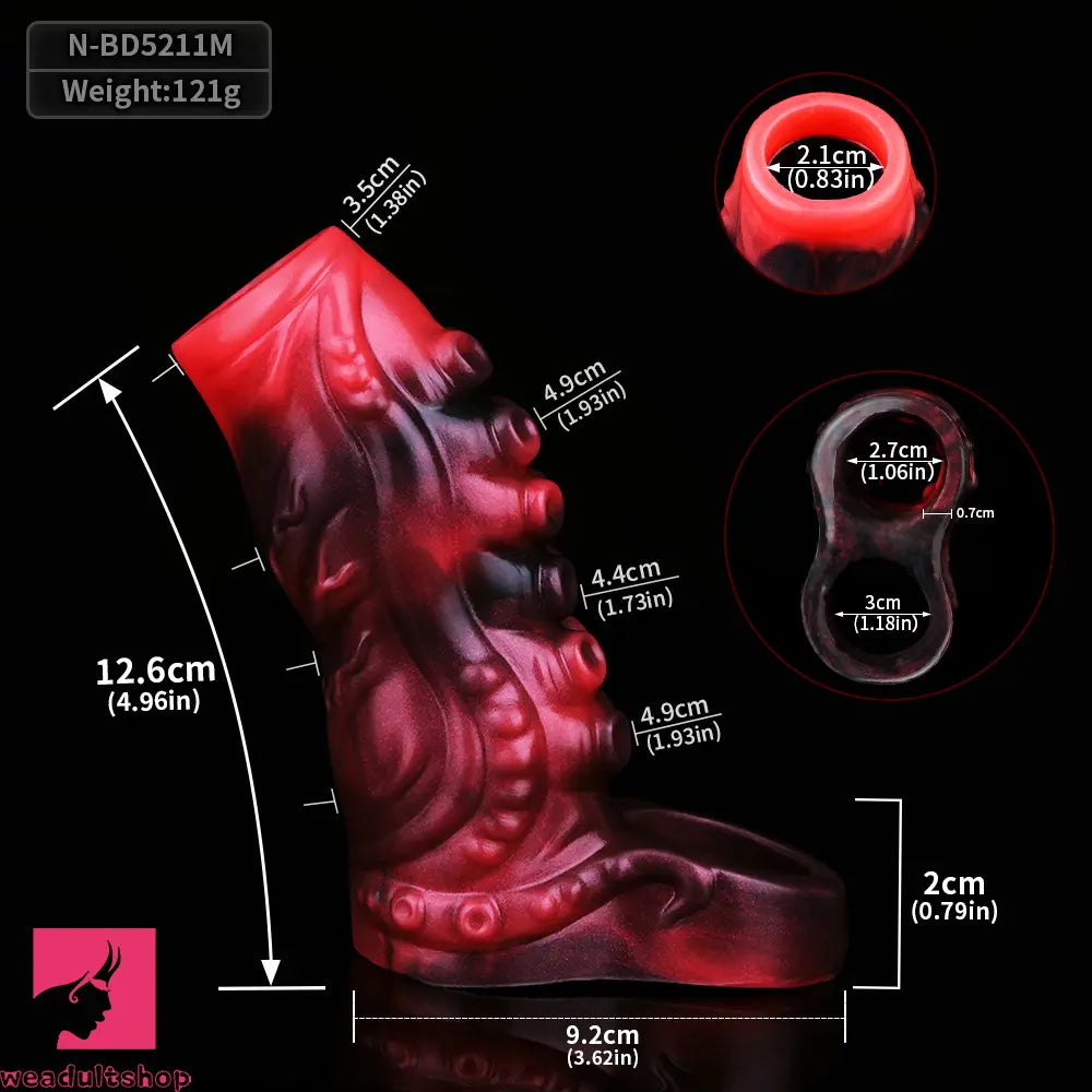 4.96in 5.51in 6.69in Tentacle Animal Soft Dildo Sleeve Cock Sex Extender