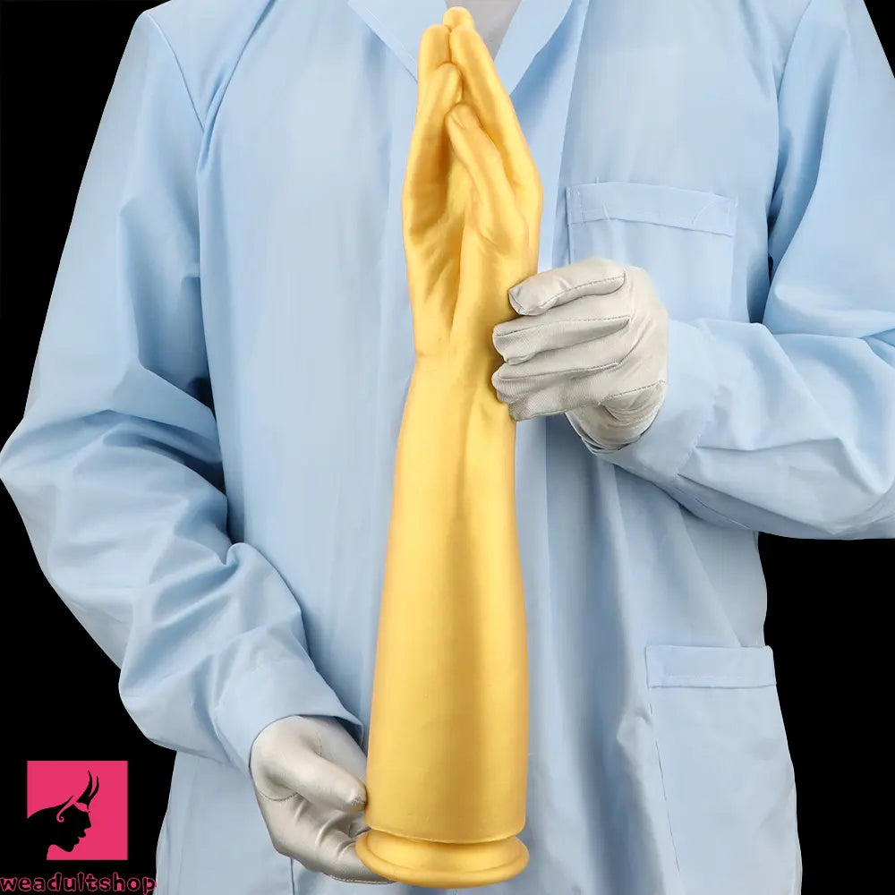 12in 14.17in 16.73in Gold Silicone Fisting Arm Ashes Grade Anal Cock Dildo