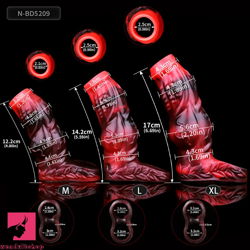 4.8in 5.59in 6.69in Dog Knot Animal Soft Dildo Sleeve Cock Extender Sex Toy