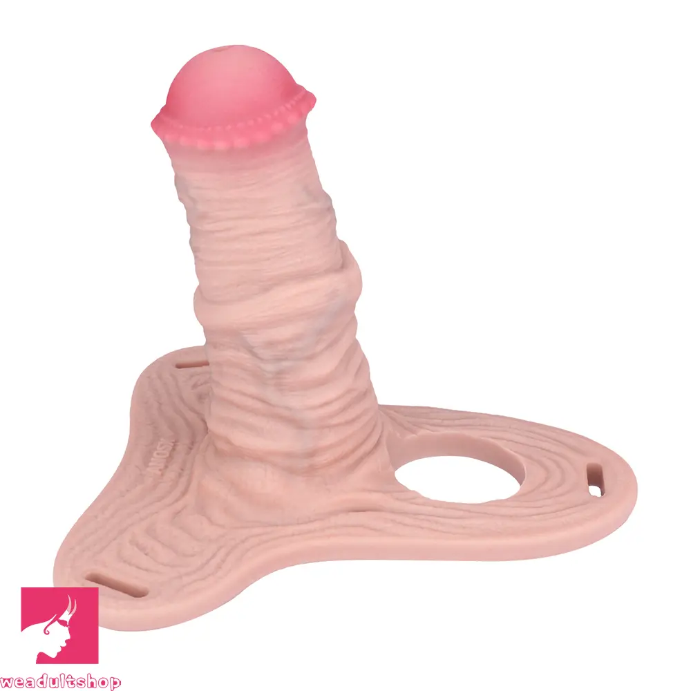 5.7in Silicone Horse Penis Male Cage Strap on Chastity Dildo With Lock