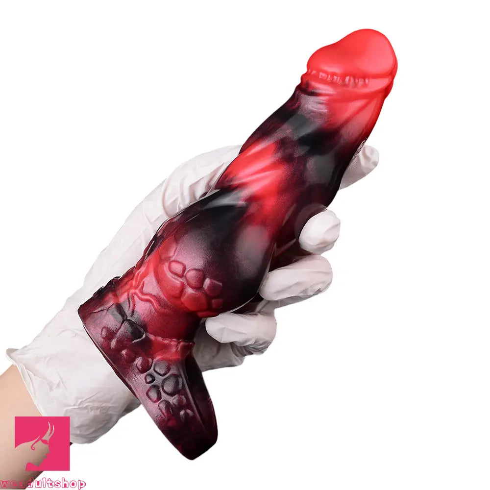 7.17in Silicone Dog Cock Sleeve Knot Vibrating Automatic Hollow Soft Dildo
