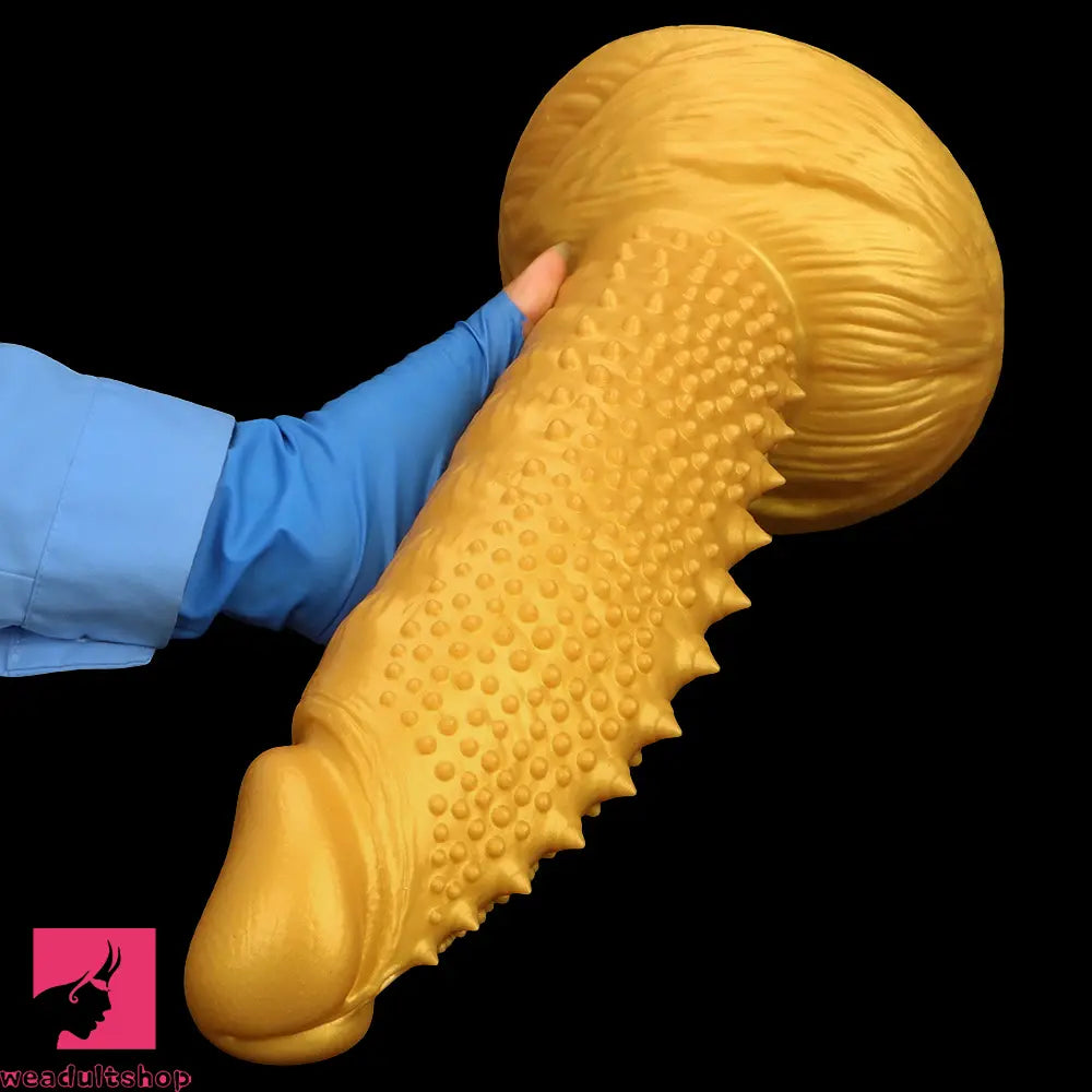 .48in 9.05in 10.62in 12.59in 14.17in Golden Soft Wolf-tooth Spiked Dildo