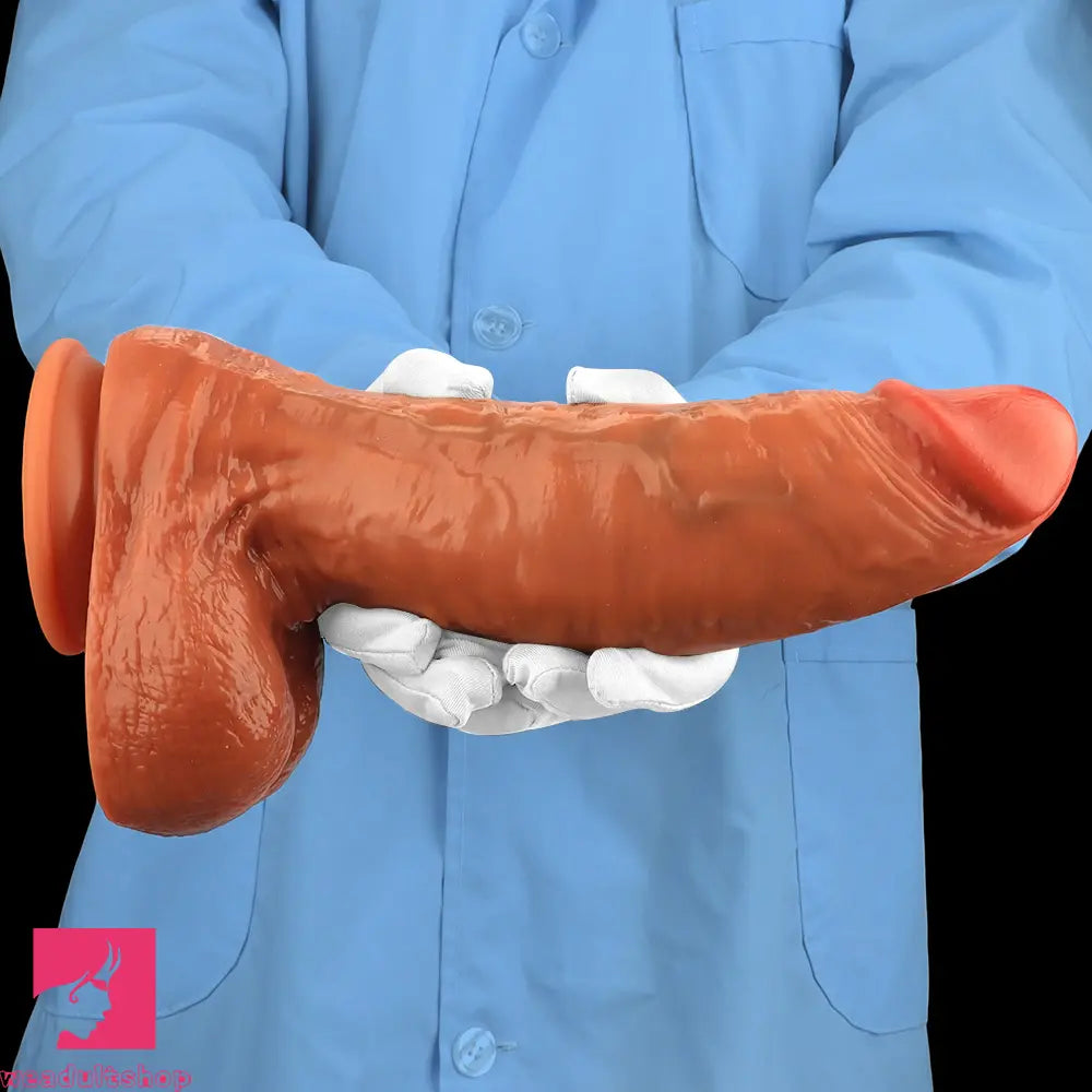7.8in 8.66in 9.44in 11.41in Curved Fat Lifelike Real Skin Dildo Sex Toy