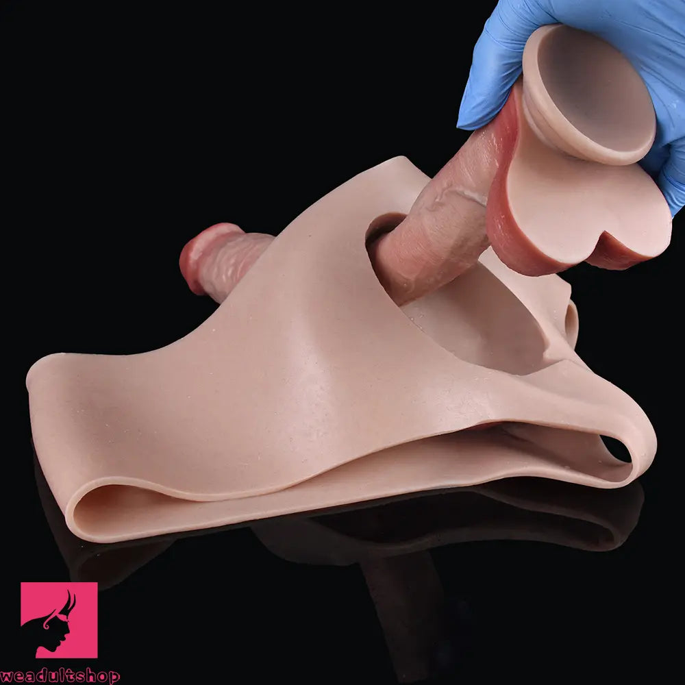 9.13in Real Skin Silicone Hollow Strap on High-Quality Dildo Panty Toy