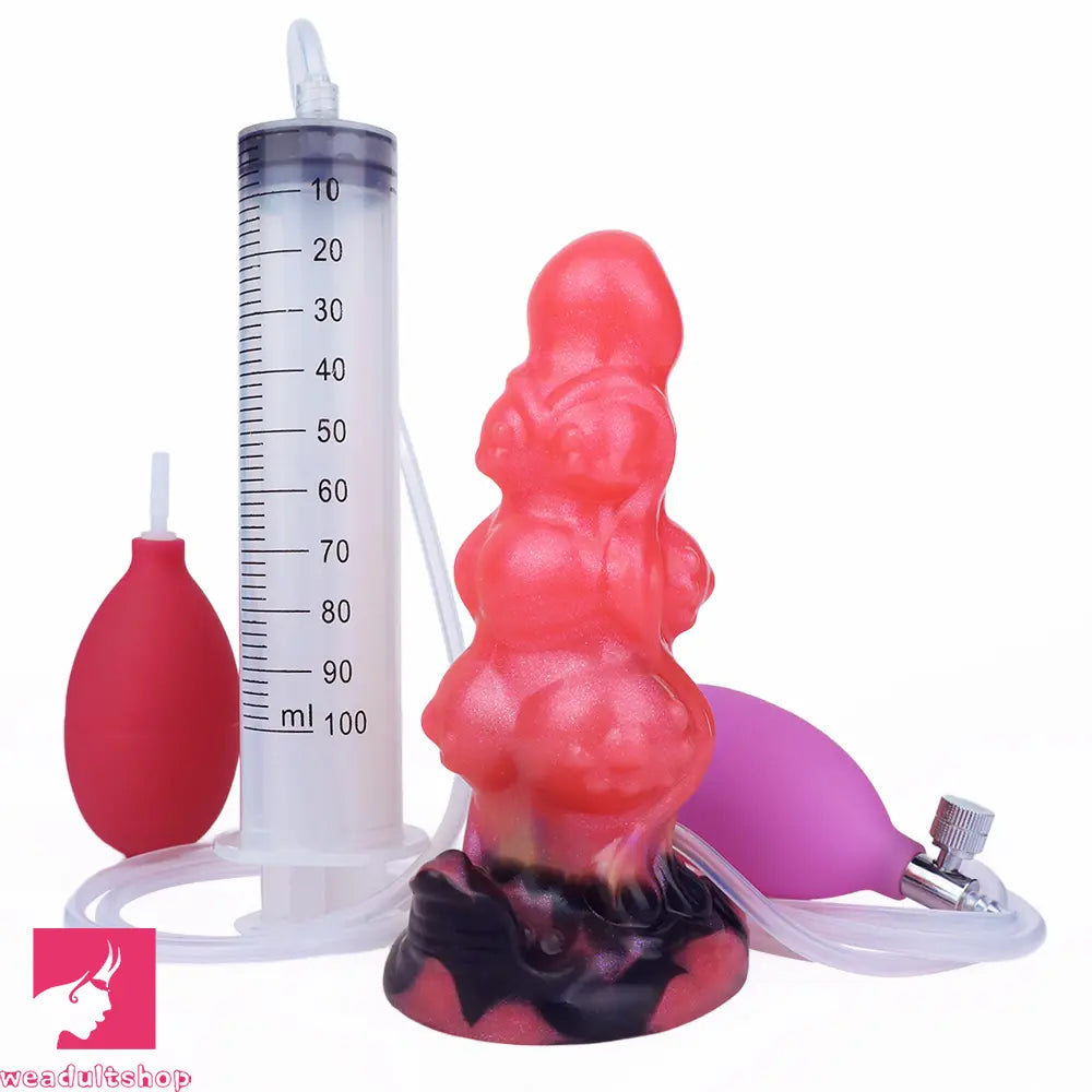 5.91in Odd Knot Spiked Silicone Soft Inflatable Spraying Squirting Real Dildo