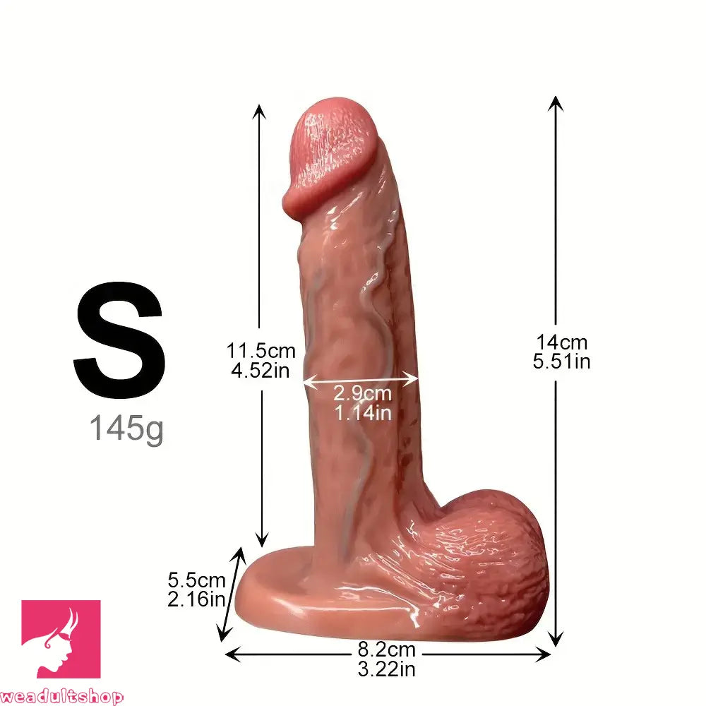 5.51in 7.67in Wearable Feel Liquid Silicone Soft Strap on Dildo With Blue Veins
