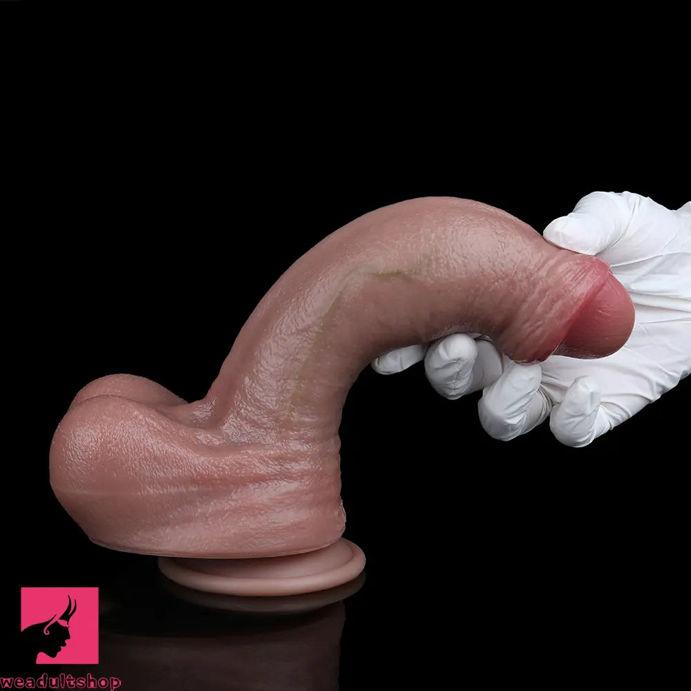 9.44in Realistic Uncut Ejaculating Soft Strap on Dildo Real Touch Female Toy