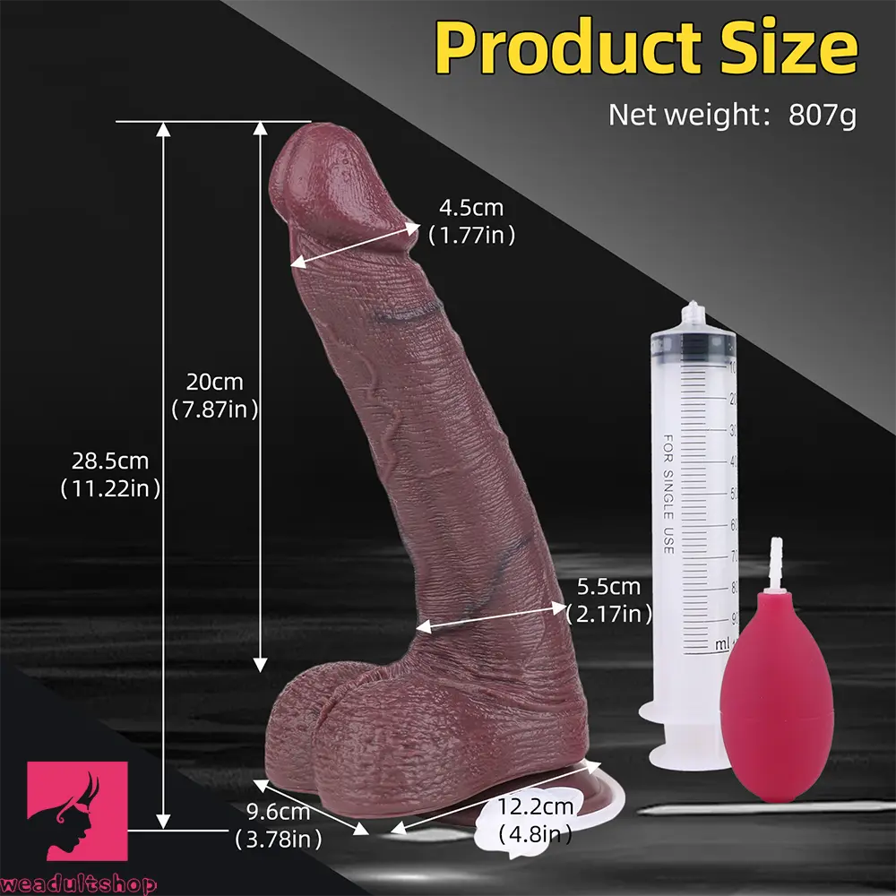 11.22in Real G-spot Penis Soft Dual Density Silicone Ejaculating Dildo