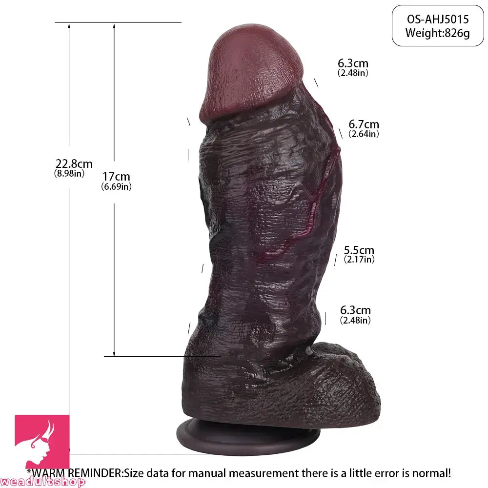 8.98in Real Feel Dual Density Silicone Soft Real Dildo Hands-Free Cock Toy