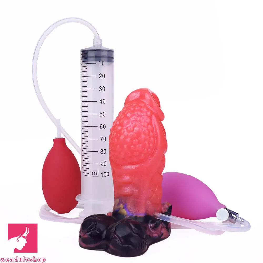 5.12in Fantasy Spiked Silicone Soft Inflatable Spraying Water Dildo For Sex