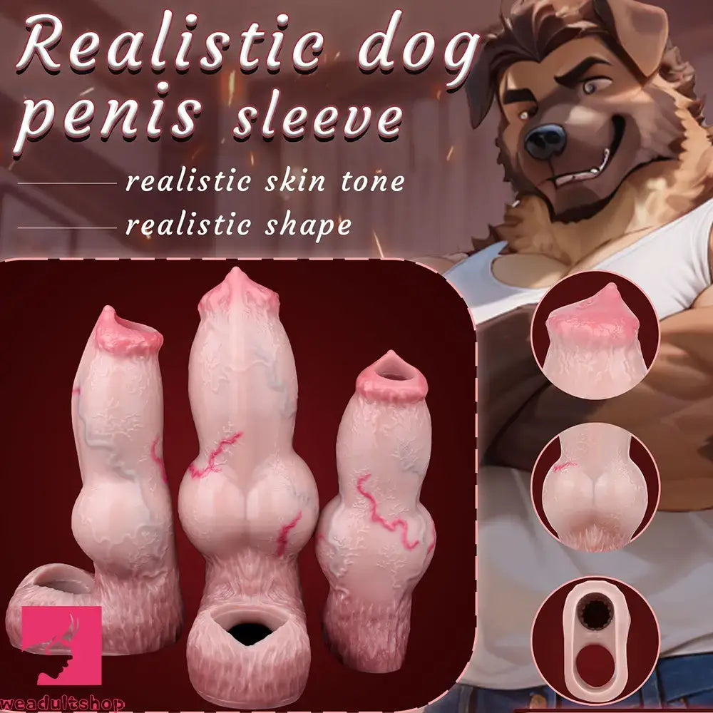 5.74in 6.53in 7.16in Realistic Dog Dildo Sleeve Enhance Intimate Love Toy