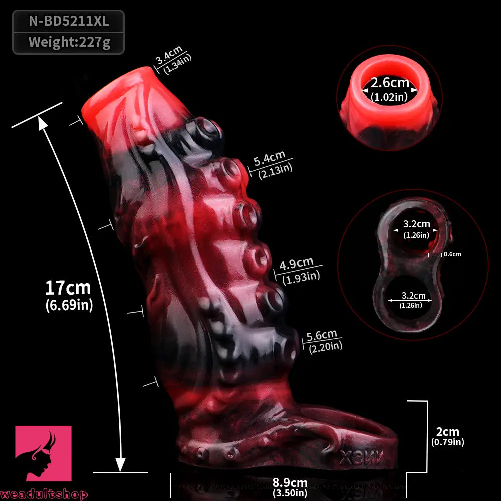 4.96in 5.51in 6.69in Tentacle Animal Soft Dildo Sleeve Cock Sex Extender