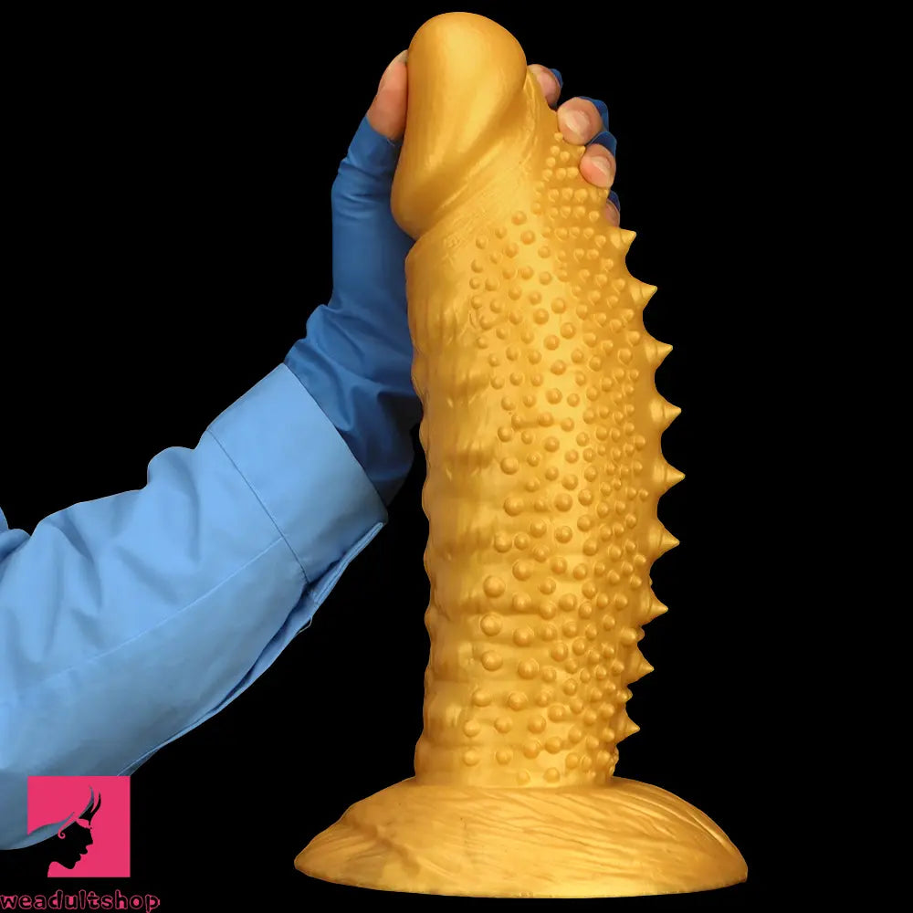 .48in 9.05in 10.62in 12.59in 14.17in Golden Soft Wolf-tooth Spiked Dildo