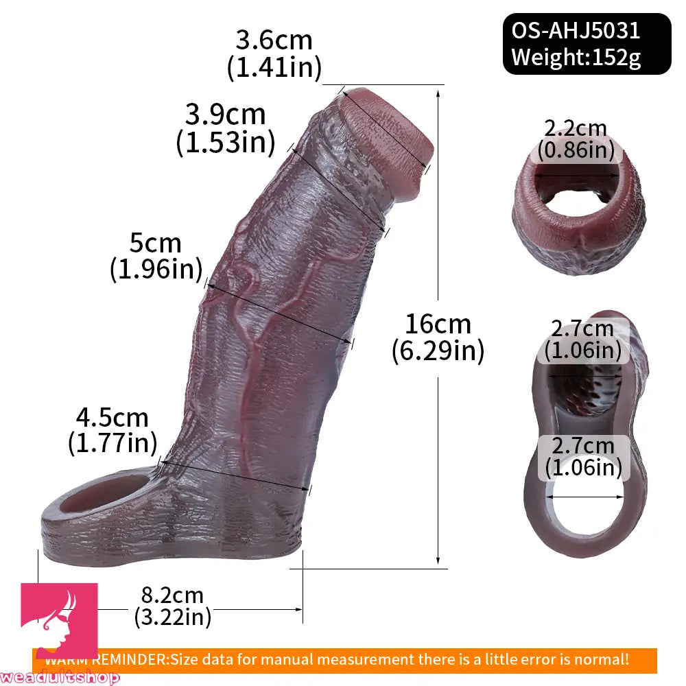 6.29in Platinum Silicone Penis Dildo Sleeve Silicone Prostate Massage Cock