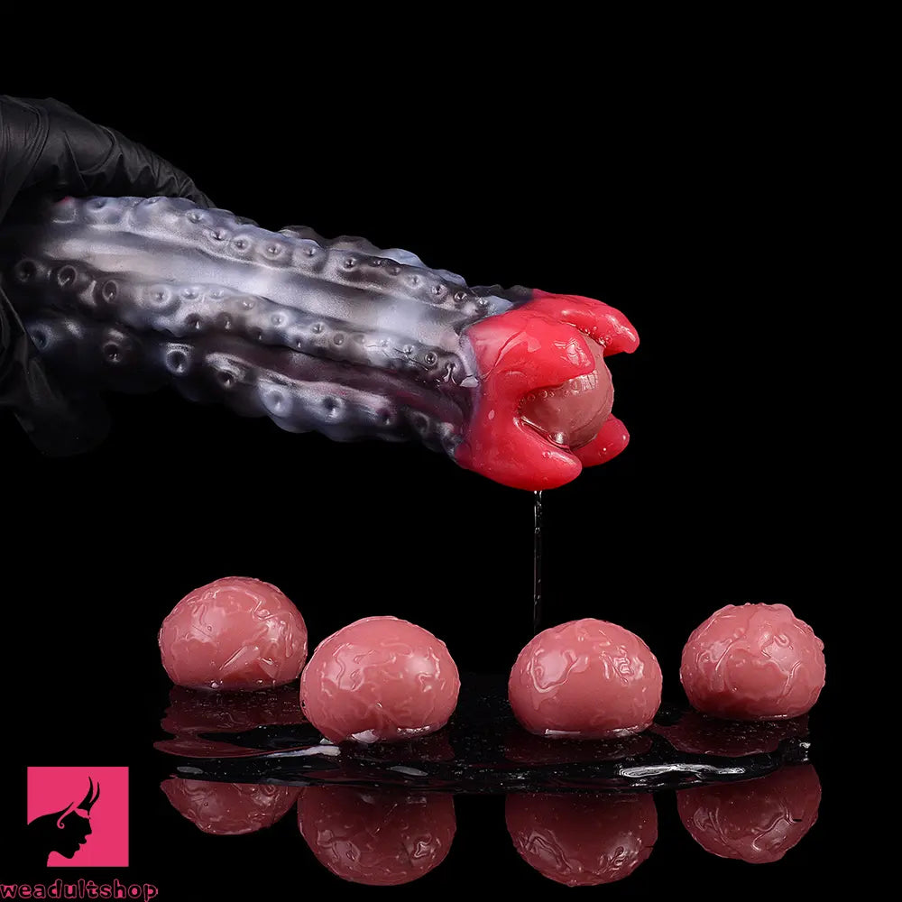 9.88in Ovipositor Egg Laying Inflatable Big Dildo Silicone Penis Texture