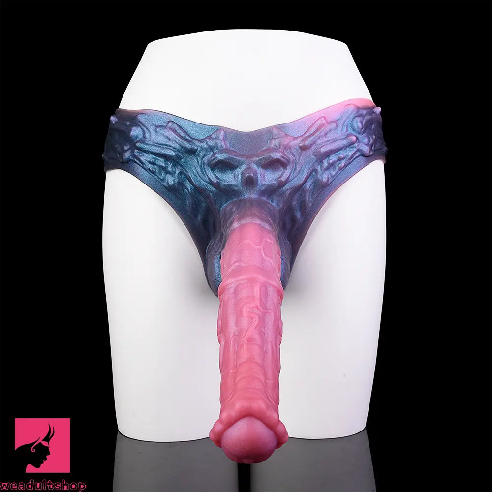 11.02in Horse Cock Hollow Soft Dildo Leather Panty Animal Penis Sheath