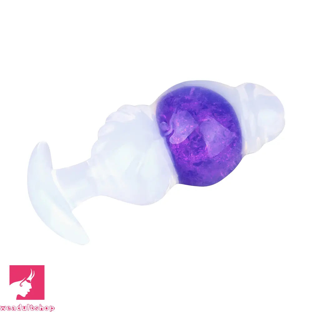 5.63in Luminous Silicone Anal Beads Dildo Anal Cock Toy With Anchor