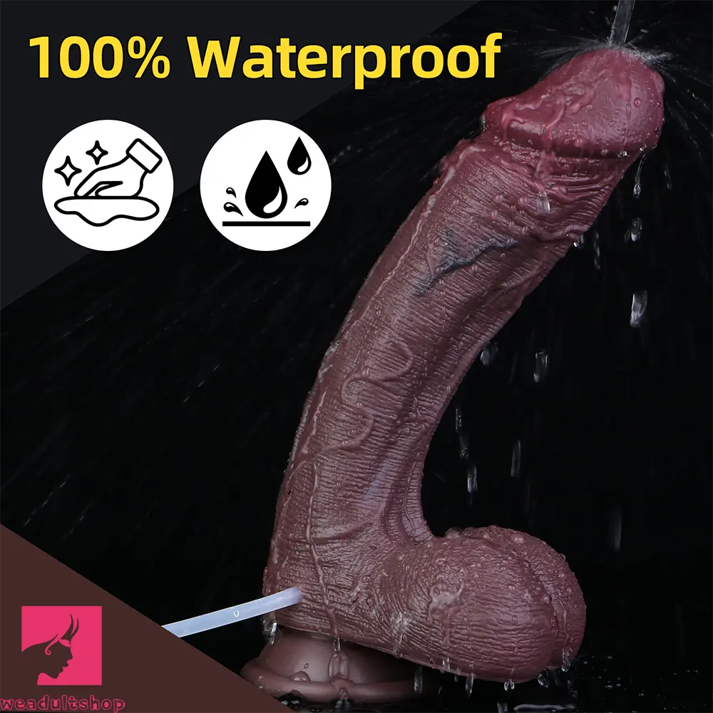 9.45in Dual Density Silicone Ejaculating Dildo Female Cock Masturbator