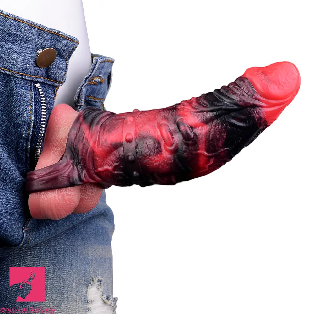 5.98in 7.09in Silicone Cock Sleeve Spiked Hollow Vibrating Odd Cock Dildo