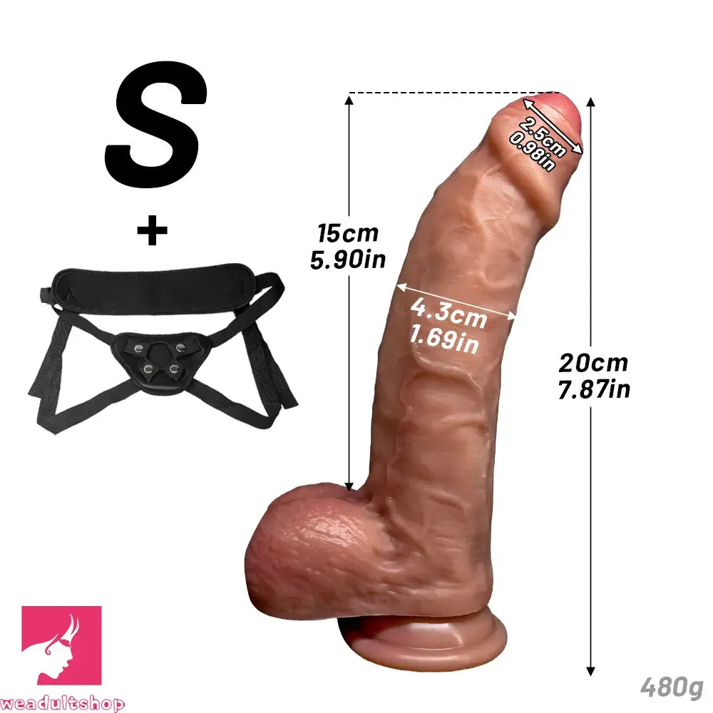 7.87in 9.25in 10.62in Uncut Realistic Strap on Soft Dildo For Vaginal Love