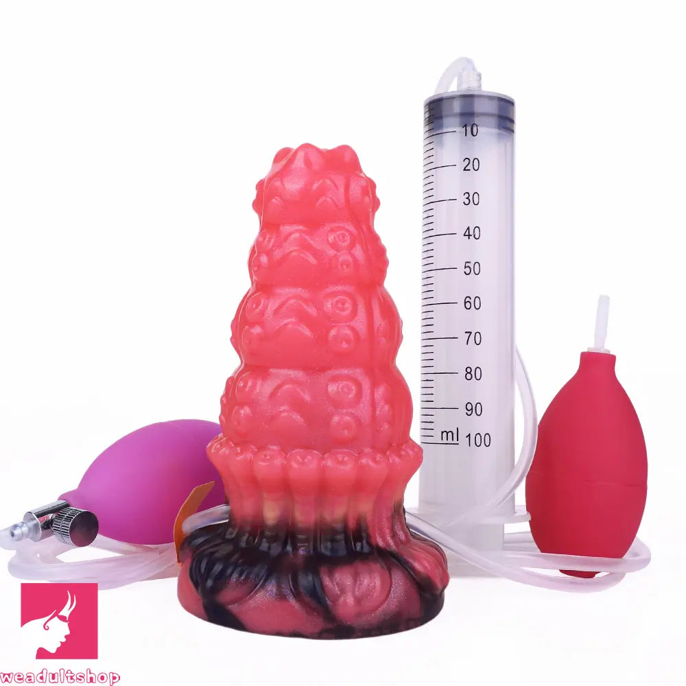 5.83in Fantasy Odd Silicone Soft Inflatable Spraying Water Dildo Butt Plug