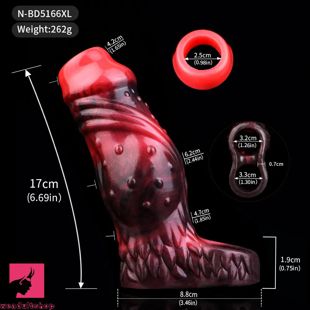 3.54in 4.72in 5.51in 6.69in Monster Scard Dildo Sleeve Cock Extender Toy