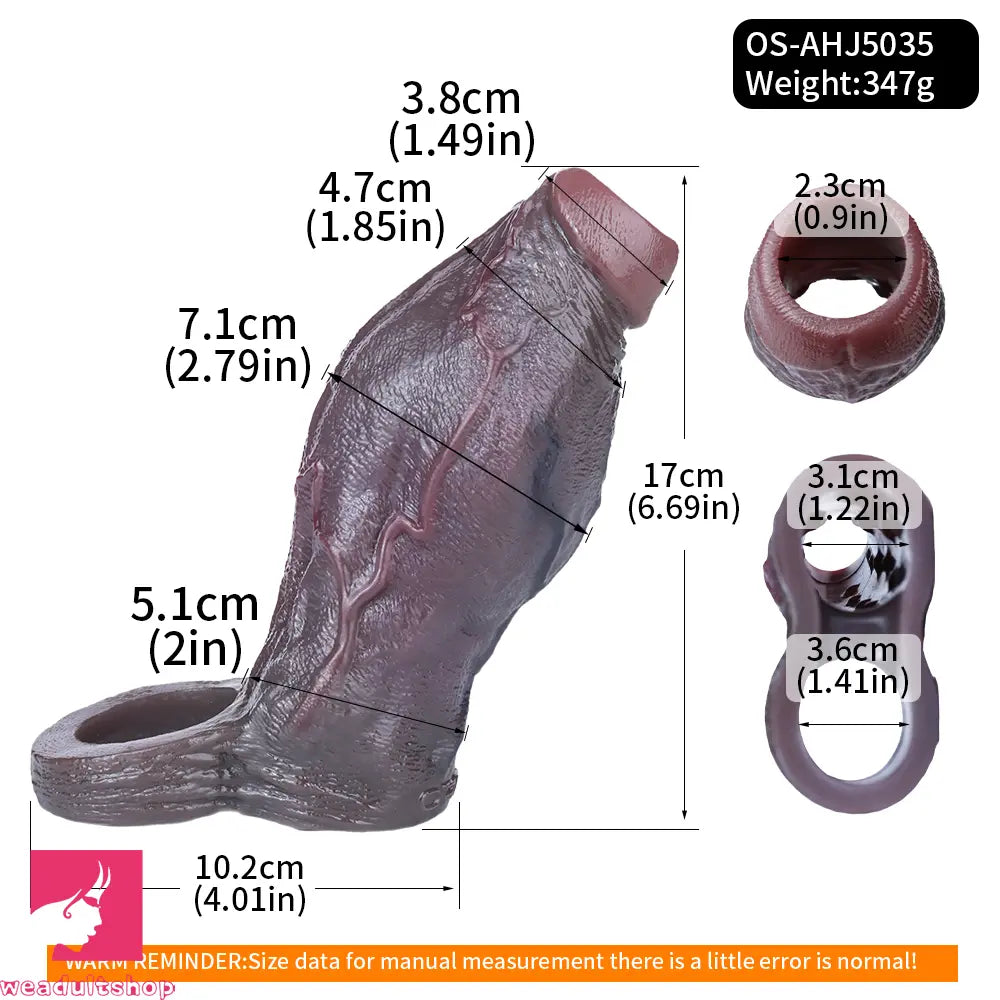 6.69in Platinum Silicone Realistic Men Penis Sleeve Dildo Suitable For Thicken