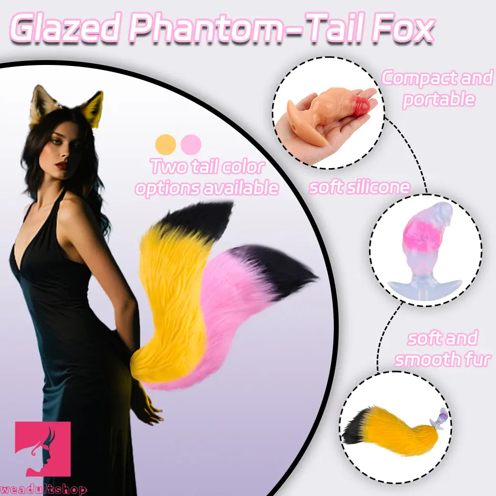 4.1in Fox Tail Wear Anchor Silicone Dildo Butt Plug For BDSM Role Sex Toy
