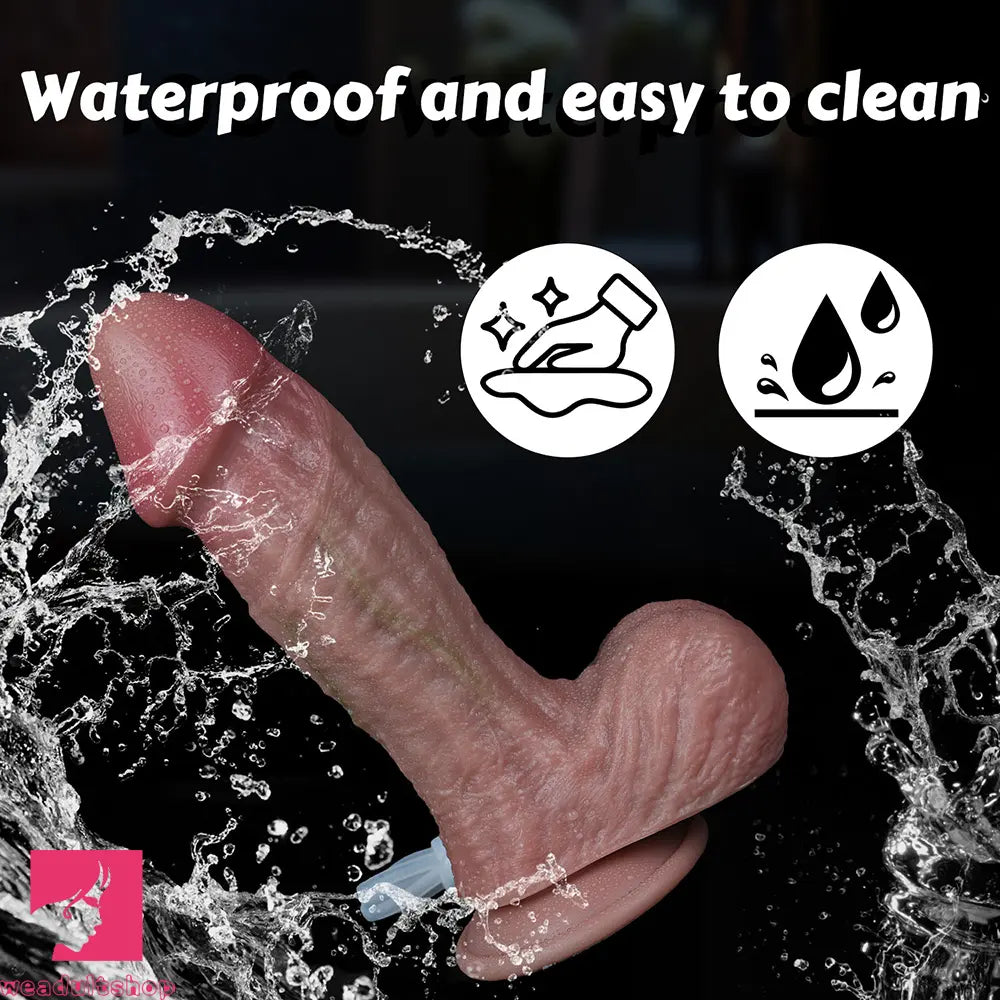9.05in Real Skin Ejaculating Strap on Dildo For Beginners Manual Cock Dildo